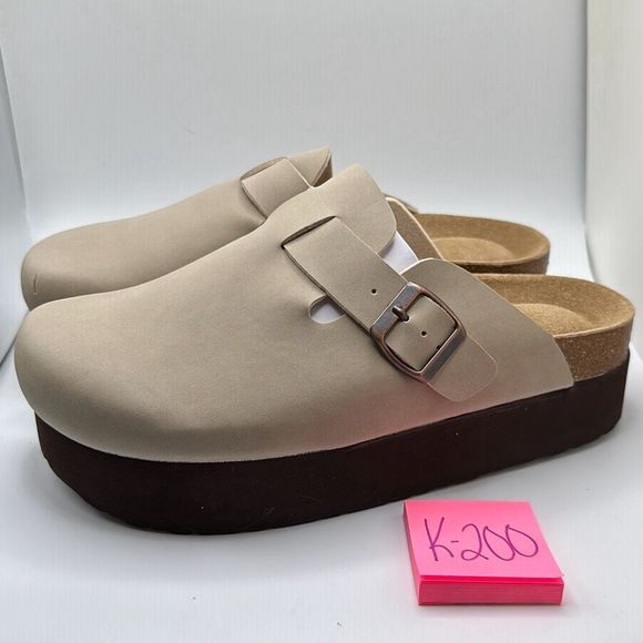 CUSHIONAIRE Women's Cork Footbed Platform Clog 10 SAND - Picture 3 of 8